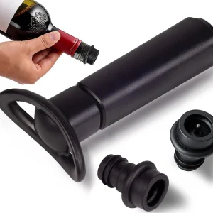 Wine Vacuum Pump & 2 Stoppers Set, Reusable Wine Saver Preserver for Airtight...