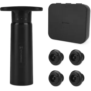 Wine Saver Pump with Sound Indicator, 4 Vacuum Stoppers & Storage Box