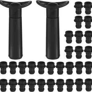 32 Pcs Wine Saver Vacuum Pump Set - Includes 2 Pumps and 30 Stoppers, Reusable