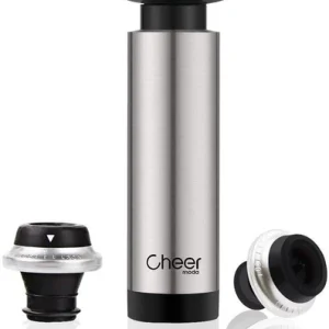 Wine Saver Vacuum Pump Kit with 2 Valve Bottle Stoppers, Extra-Tight Leak-Free