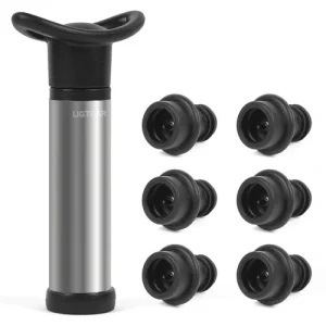Wine Saver Pump with 6 Vacuum Wine Stoppers, Wine Bottle Preserver Keep Wine ...