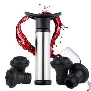 Vacuum Wine Saver Set, Pump Preserver with 4 Vacuum Wine Stoppers